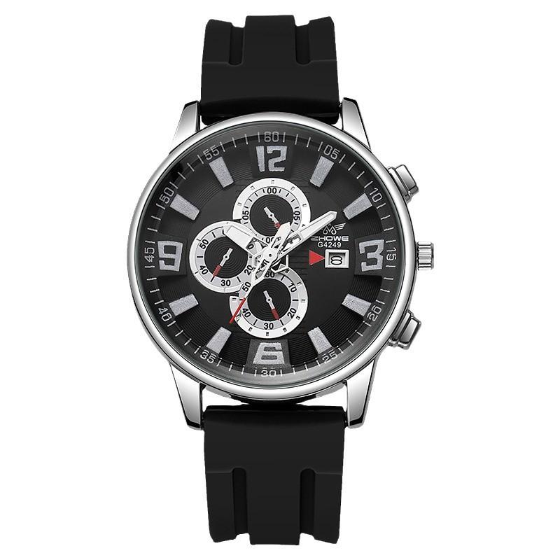 Men'S Watch Quartz Silicone Calendar Casual Waterproof Watch