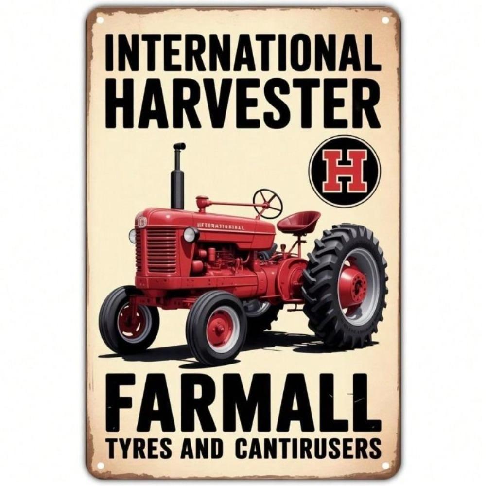 Metal Poster Red Tractor Farmall Vintage Sign Retro Wall Art for Bar Garage