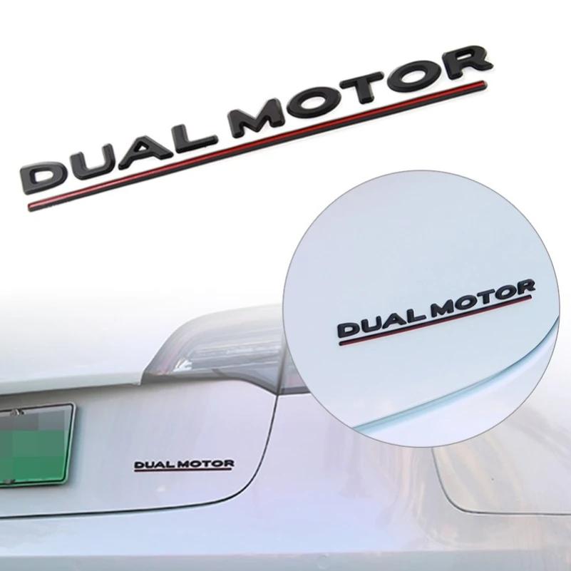 Bpyqc0 3D Raised DUAL MOTOR Underlined Letters Emblem for Tesla Model 3 Y X S Car Styling High Performance Trunk Badge Sticker