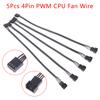 5ks 4Pin Pwm Cpu Adaptér drátového konektoru ventilátoru Počítačový ventilátor Prodlužovací napájecí kabel Náhradní příslušenství 24Awg