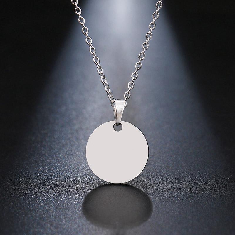 DOTIFI Stainless Steel Necklace Round Circle Pendant For Women Elegant Clavicle Rose Gol dNecklace Wedding Jewelry