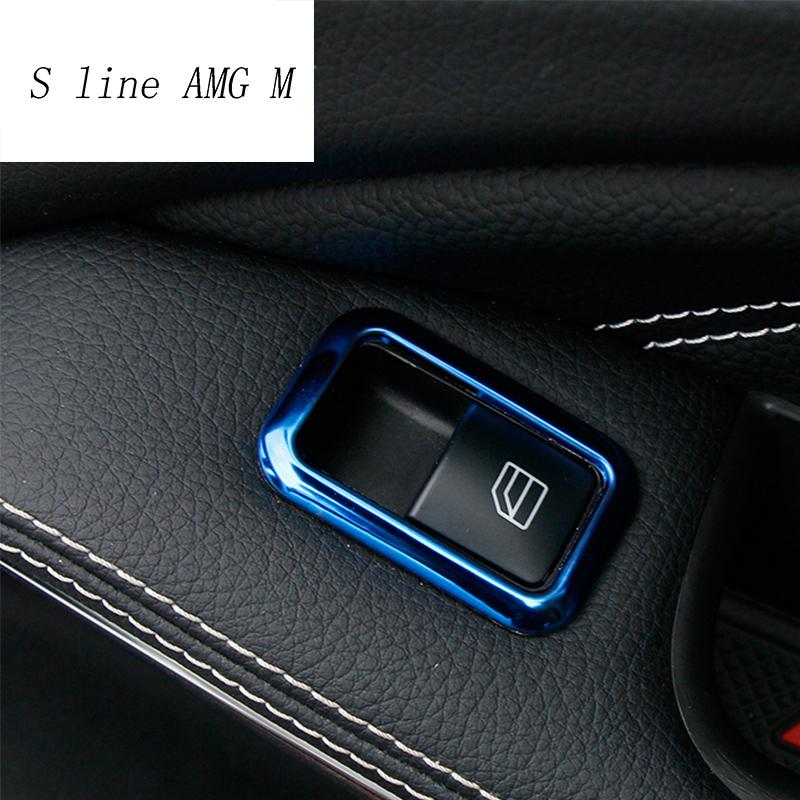 Car Styling Door Armrest Panel Sitcker Trim Auto Window Glass Lift Buttons For Mercedes Benz CLA GLA A Class W117 C117 W176