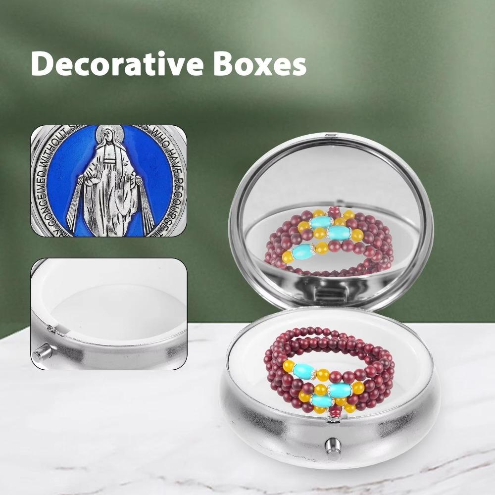 Retro Saint Benedict Jewelry Box Round Jewelry Storage Box  Accessories Storage