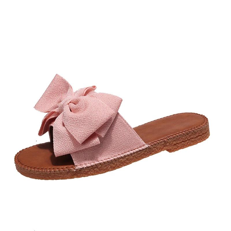 

Мода 2024 года, новая обувь для женщин, модные женские тапочки, туфли с бабочкой, женские плоские шлепанцы, женские повседневные пляжные шлепанцы для женщин 42