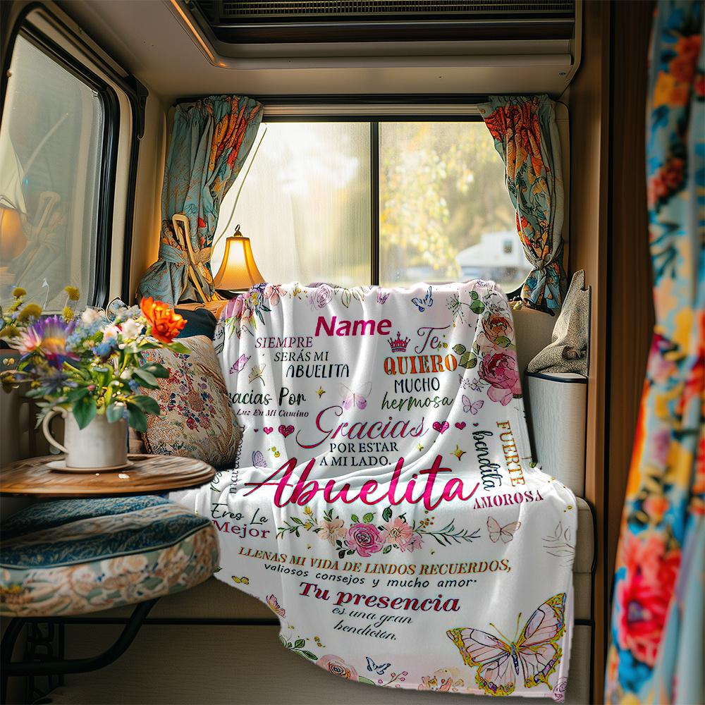 Abuelita Blanket Personalized Name Soft Comfortable Stylish Blanket Car Blanket Perfect For Travel Camping Outdoor Home Suitable For All Seasons Ideal