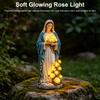 Resin Figurine Lamp with Glowing Roses Decorative Yard Lamp Garden Decor Figurine Lights for Outdoor Patio Porch Yard