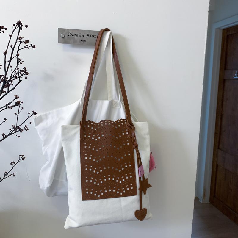 

Large capacity cloth bag ins high value sweet shoulder women s bag 2025 summer simple fashion casual shoulder bag коричневый