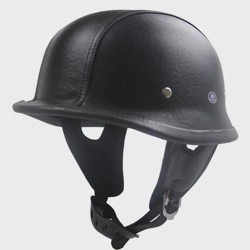 ZR-307 Cuir Noir M35 Casque Demi-Jet Moto Rétro