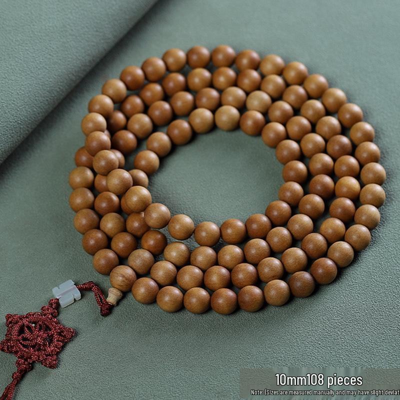Barbie Sandalwood Buddhist Prayer Beads Bracelet, Unisex 108 Beads, Traditional Couple Jewelry, Wenwan Ornaments