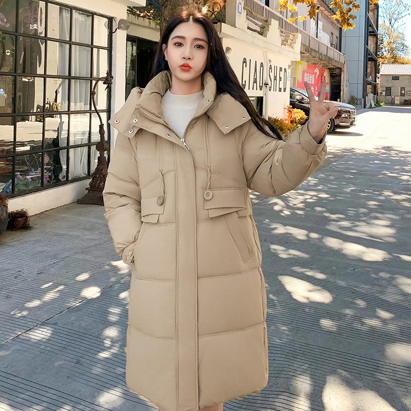 Cotton Jacket Women's Mid-length Over the Knee New Down Cotton Jacket Thickened Korean Version Loose Hooded Winter Versatile Jacket