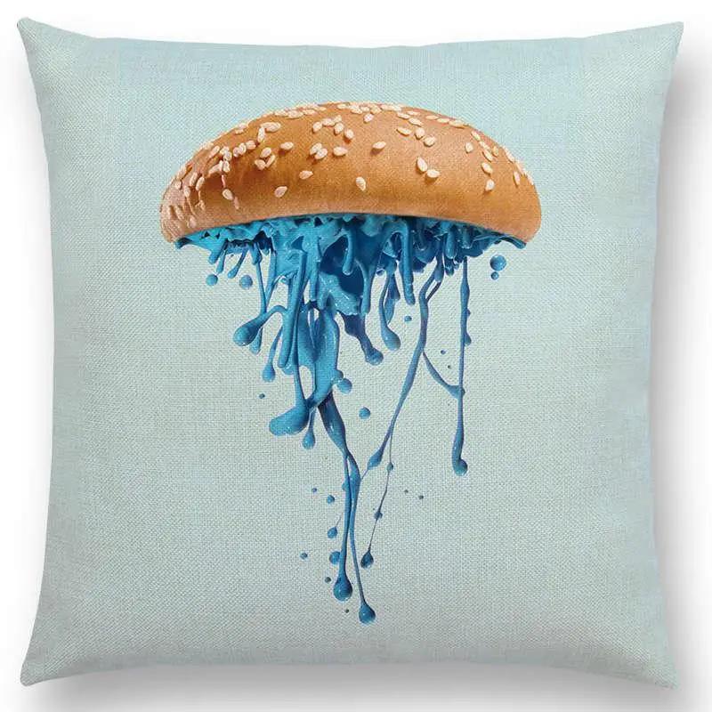 Różowy Sen Kolorowa Fantazja Seksowny Wystrój Poszewka na Poduszkę Sofa Rzutowa Wieloryb Flaming Kot Hamburger Pączek Poszewka na Poduszkę