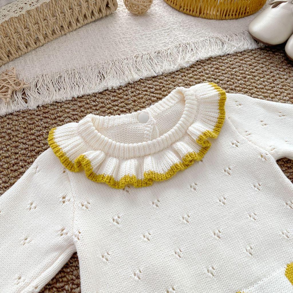 Unisex Baby Heart Color Block Cotton Romper - Autumn/Winter