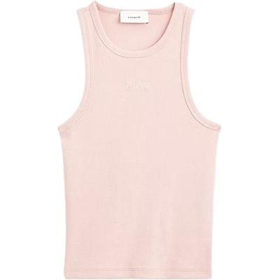 Ss25 Solid Ribbed Logo Text Pattern Tank Top Women Tops Light-Pink CS609-LPK