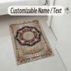 Leopard Floral Theme Soft Crystal Velvet Rug Custom Name & Text Print Non Slip Floor Rug for Bedroom Living Room
