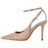 Patent Leather Pointed Toe Ankle Strap Pumps Nude Womens 2233510