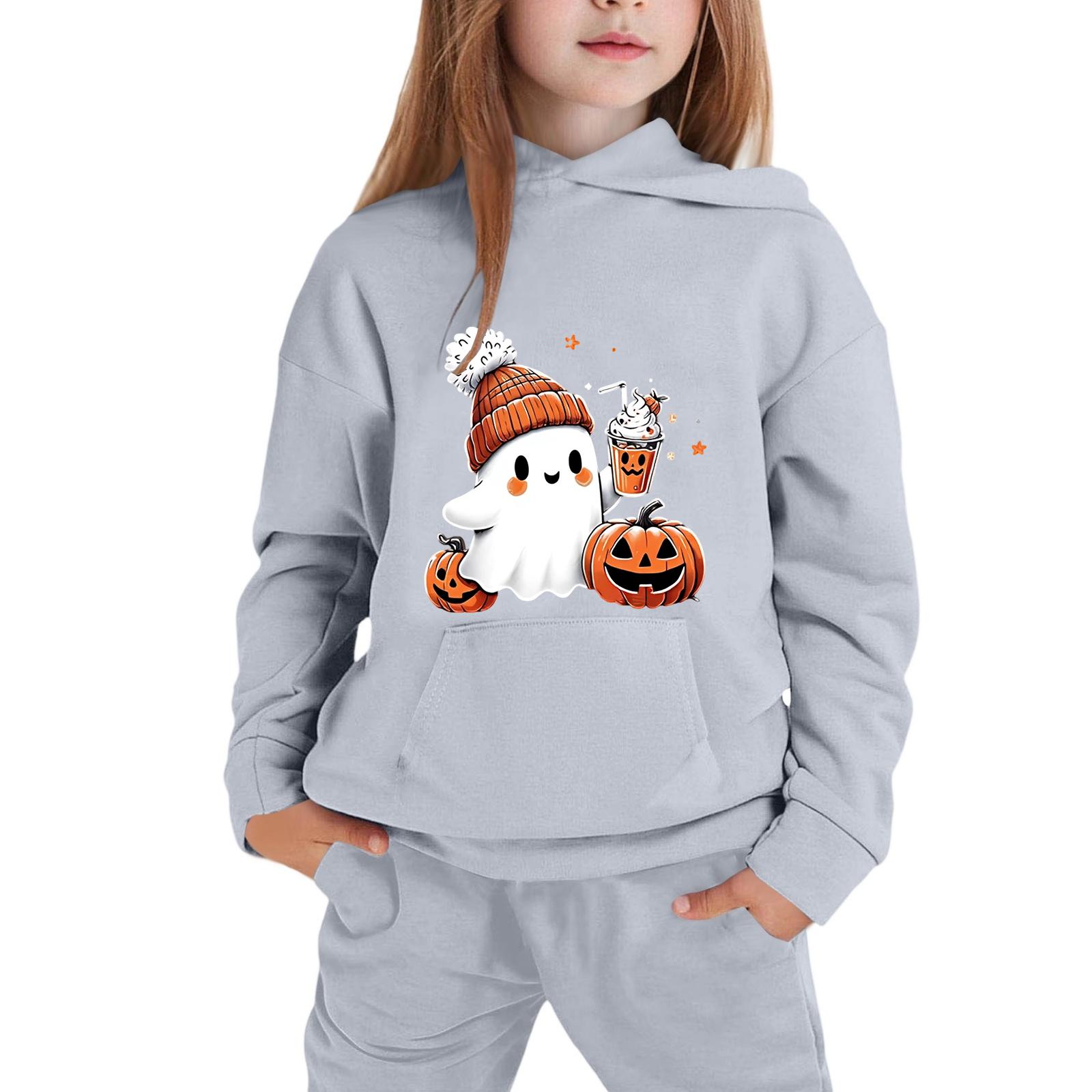 Kids  Hooded Sweatshirt with Halloween Print for Boys and Girls 110