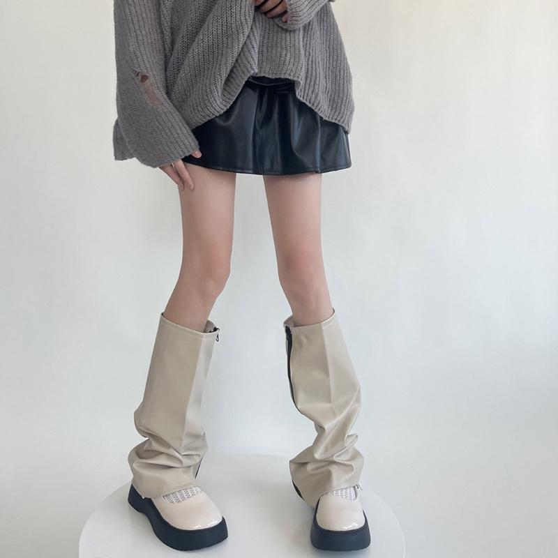 Scaldamuscoli Al Ginocchio da Donna Leggings Caviglia Alta Benda Ginocchio Alto Stivale Tubo Lungo Calze Lunghe Manica per Gamba Copri Polpaccio