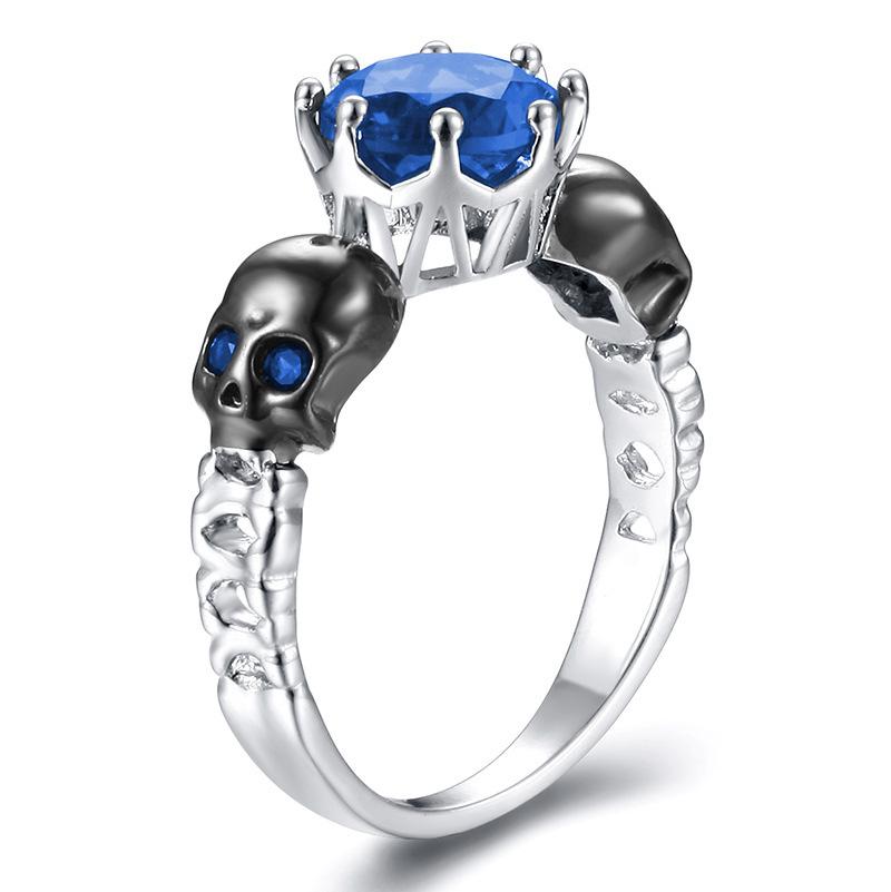 Punk Style Punk Skull Head Ring, Fashion Hip Hop 5 Color Ring, Hand Jewelry