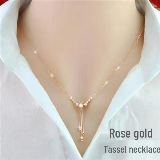 Women s Gold Tassel Necklace - Rose Gold & Silver Clavicle Chain Gift for Girlfriend