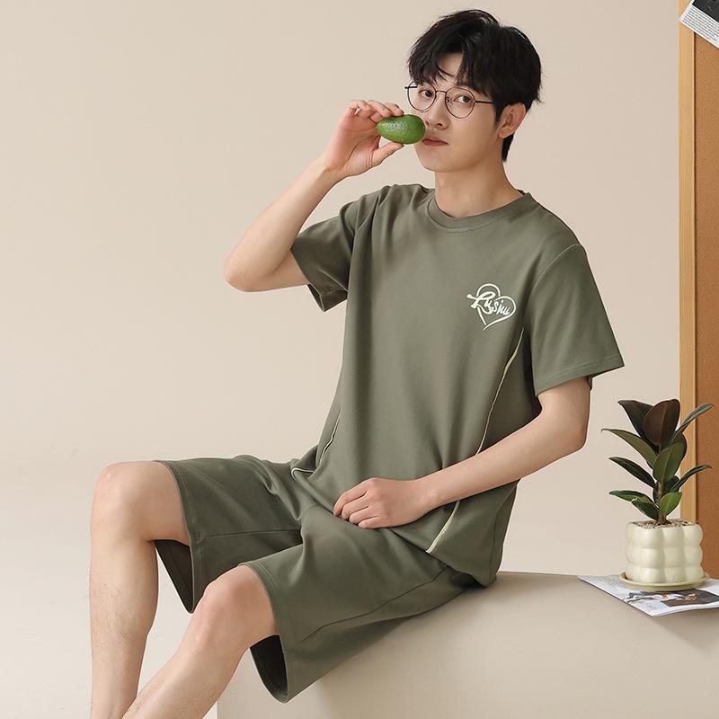 

Мужской летний хлопковый пижамный комплект с мультяшным принтом: Футболка с коротким рукавом и шорты для мальчиков-подростков XL (60-70 kg)