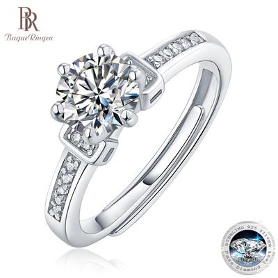 925 Silber Set 0,5 ct-3 ct18 Moissanit Only Love Serie Damen Schlichter modischer verstellbarer Ring
