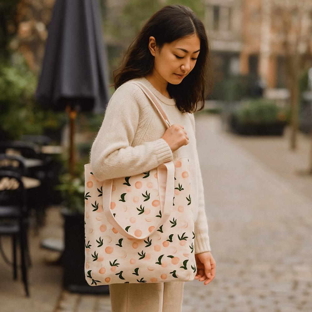Lightweight Double-sided Bags Exquisite Cotton Linen Totes Portable Canvas Cloth Bags Shopping