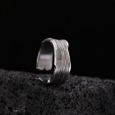 Retro Wave Traces Ring For Men Zinc Alloy Color Punk Gothic Hiphop Open Ring Trendy Accessories Handmade Copper Zircon Unisex Gift