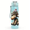 1PC Christmas Moose Cartoon 750ml Color Plastic Sports Water Bottle Leakproof Flip Straw Lid Suitable for Sports Office Home Use