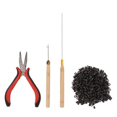 4-teiliges Haarverlängerungs-Werkzeugset Professionelles Haarstyling-Zangenset mit 4,5-mm-Silikonringen Ziehen