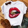 Fashion Lips Print Women T Shirt Casual Short Sleeve O Neck Loose Women Tshirt Ladies Tee Shirt Tops Clothes Camisetas Mujer