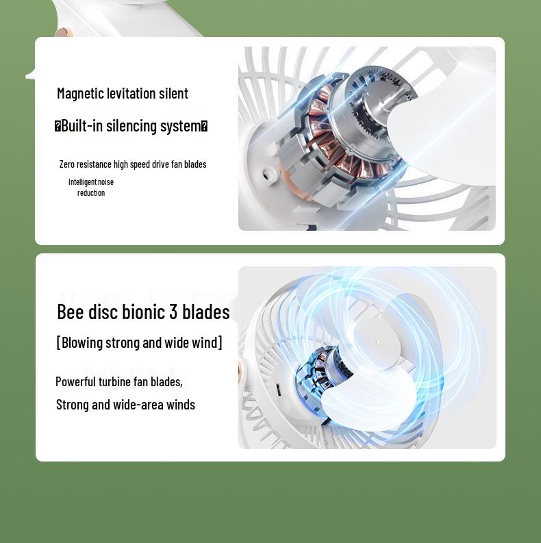 Rechargeable Wall-Mounted Office Fan: Portable Desk and Clip Design