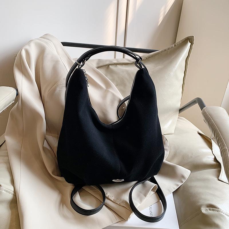 

Temperament Fashion Commuter Portable Tote Bag 2024 New Niche Плечевая сумка Большая вместимость Ленивый Повседневный Рюкзак чёрный