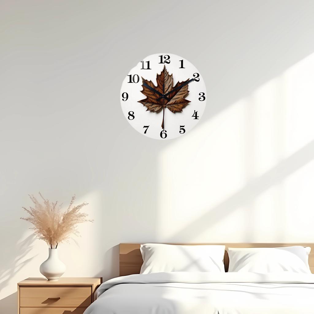 High-Quality Maple High-Quality Leaf High-Quality Wooden High-Quality Wall High-Quality Clock, 10-24Inch High-Quality Silent High-Quality Wall