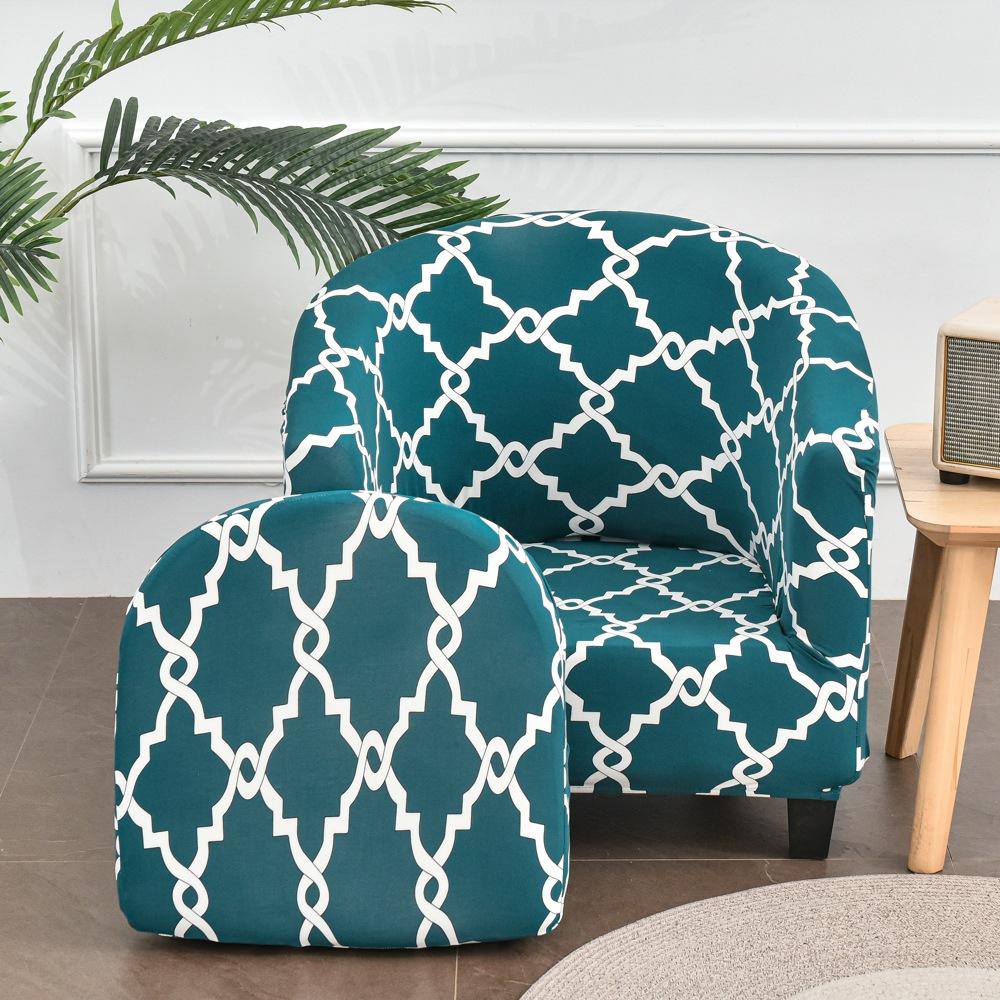 Printing Single Club Chair Cover Sofa Cover Full-covering Protective Cover Semi-circular Bathtub-shaped Sofa Cover Cushion