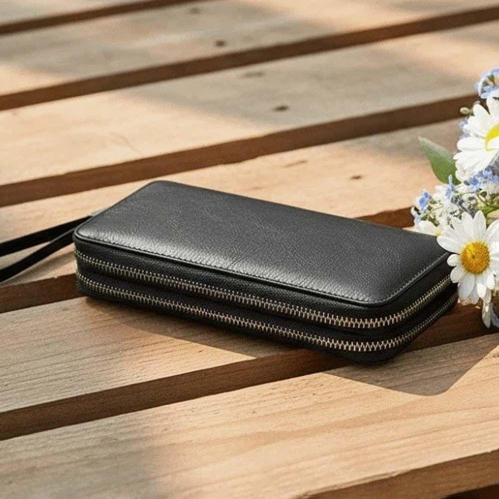 Portable Leopard Print Long Wallet PVC Stripe Multiple Cards Purse Solid Color Korean Style PU Handheld Bag Dating