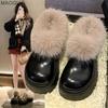 Platform Thick Sole Women's Plush Short Boots 2026 Autumn Winter New Faux Fur Outdoor Slip On Cotton Shoes Anti-slip Warm Shoes