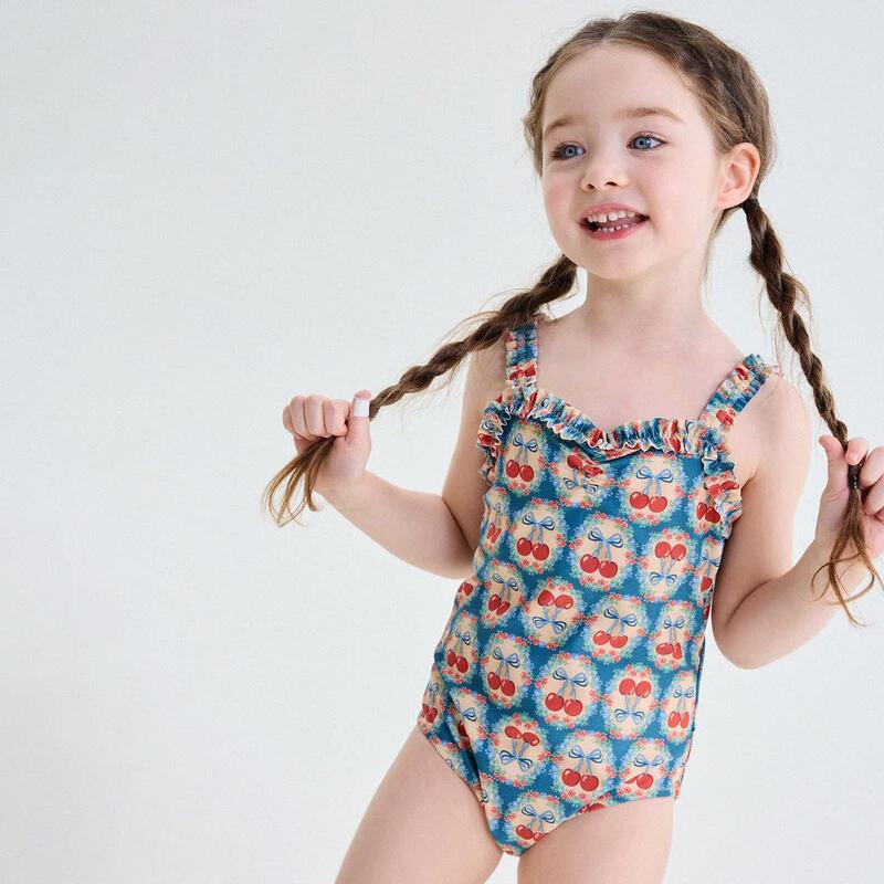 Yunerma Girls UPF50+ Ruffle Sun Protection Swimsuit 100