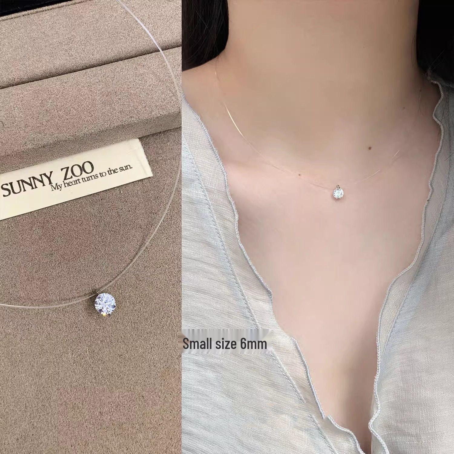 Ожерелье «Слеза русалки»: Стерлинговое серебро S925, Муассанит на невидимой леске, Супер блестящий и простой.