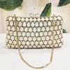 Women Clutch Bags Evening Wedding Bridal Purse White Shell Gold Metal Ladies Crystal Party Dinner Clutches Formal Women Handbags