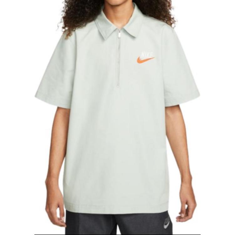 Nike Embroidered Logo Half-Zip Short-Sleeve Polo Shirt Men Tops Mint-Green DM5283-017