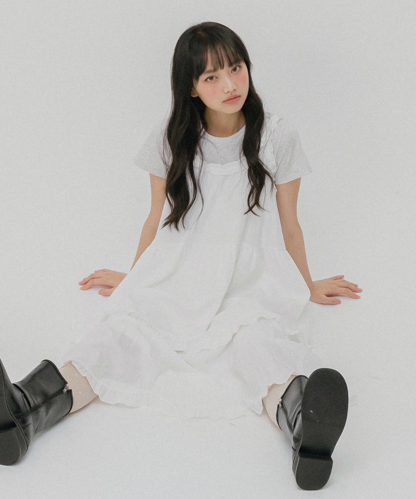 Mellotoli Frill Layer Long Dress (White)