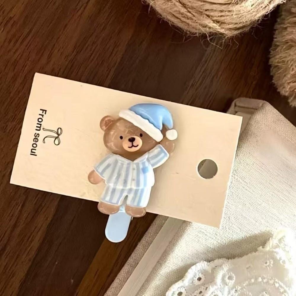 Pajama Bear Sweet Barrettes 3D Cartoon Bear Hairpin Kawaii Hair Clip Kids Hair Accessories