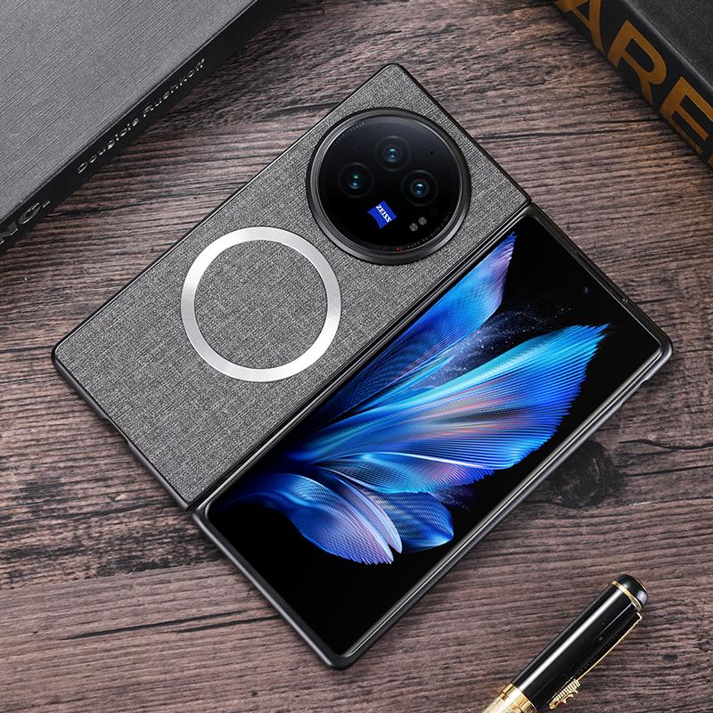 For vivo X Fold3 Pro Case Drop-proof TPU+Cloth Back Phone Cover Magnetic Case
