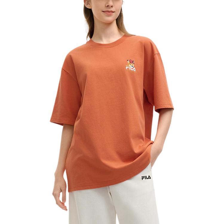 Fila X Maison Kitsune Fox T-Shirt Colorful Fox Fashion Trendy Print Casual Versatile Short Sleeve T-Shirt Men Tops F11U529101F-OR