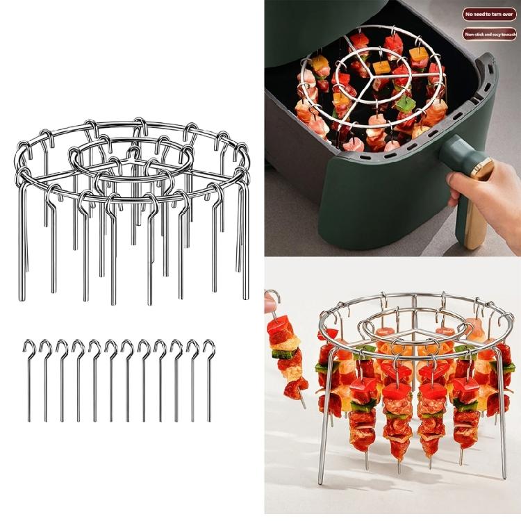 Easy to Clean Stainlesses Steel Air Fryers Skewers Rack Outdoor Grills Accessories for Meat Vegetables Chicken
