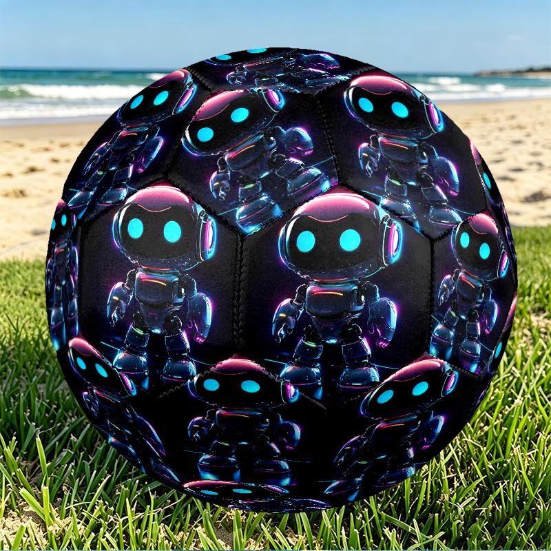 Cosmic Bot Crew Print Size 5 Soccer Ball, PU Wear Resistant Football for Match Training and Daily Practice, Birthday Gift for Soccer Fans