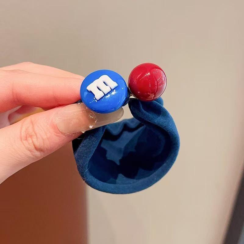 Solid Color Beaded Elastic Hair Ties - Non-Creasing Cute Headwear for Women