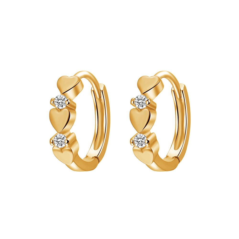 European & American Minimalist Zircon Flower Earrings with Heart Ear Cuffs - Stylish Niche Design for Women