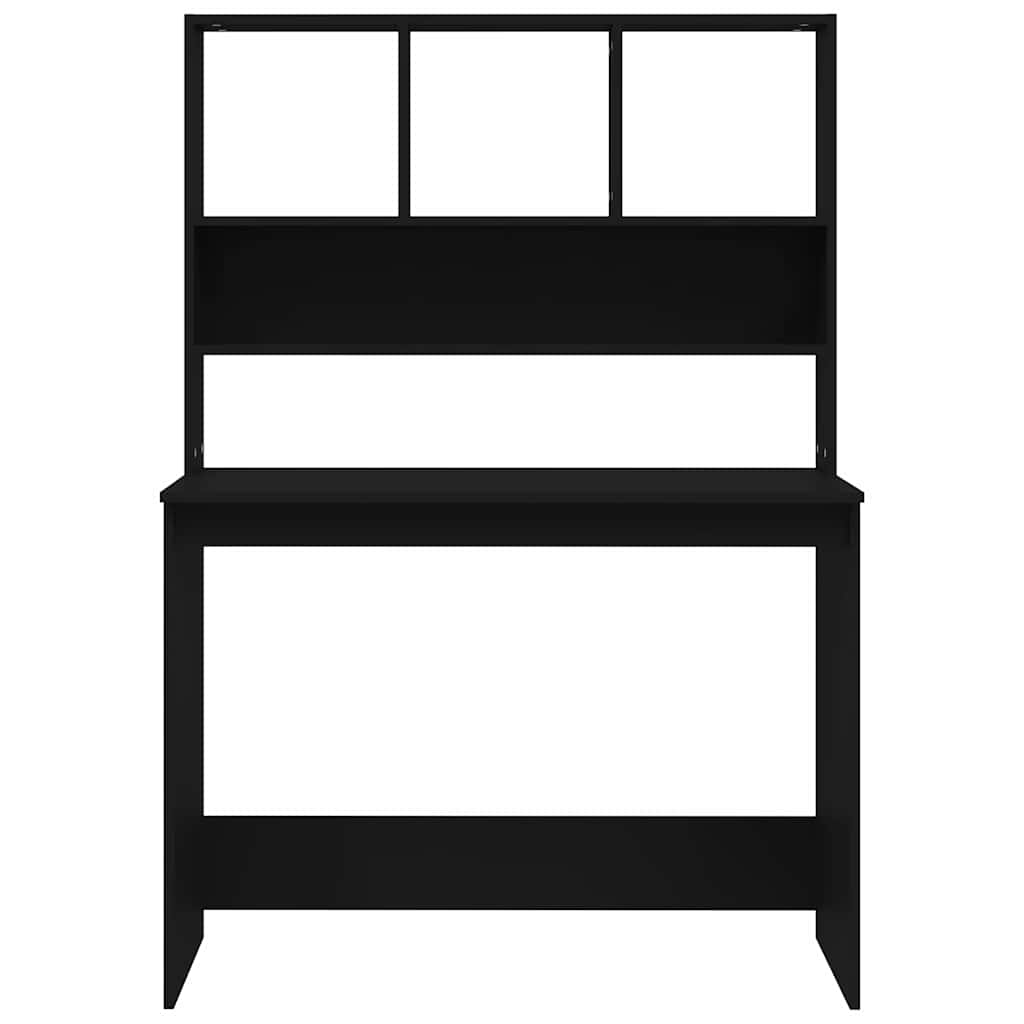 Vidaxl Biurko Z Półkami, Czarne 102X45X148 Cm, Materiał Drewnopochodny