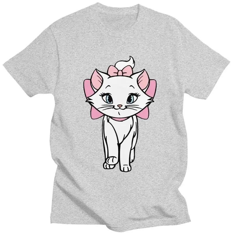 Male Marie Cartoon Cat T Shirt Short Sleeve Cotton Tshirt Trendy T-shirt Leisure Tee Tops Oversized Apparel Unisex